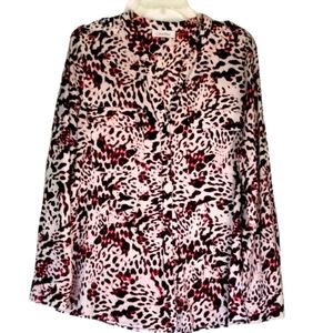 Calvin Klein Animal Print Button Down Blouse